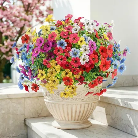 12-Bundle UV Resistant Artificial Flowers for Outdoor Planters