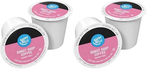 Happy Belly Medium Roast Coffee Pods, Donut Style, 100 Count (Pack of 2)
