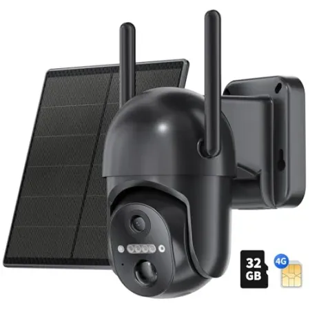 SEHMUA 4G LTE Cellular Solar Security Camera w/ 32G SD Card & SIM Card