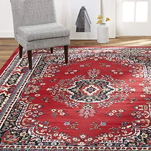 Home Dynamix Premium Sakarya Traditional Medallion Area Rug, Red/Black, 3'7"x5'2"