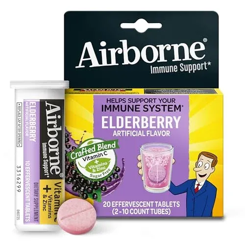 Airborne 1000mg Vitamin C Elderberry Tablets, 20-Count