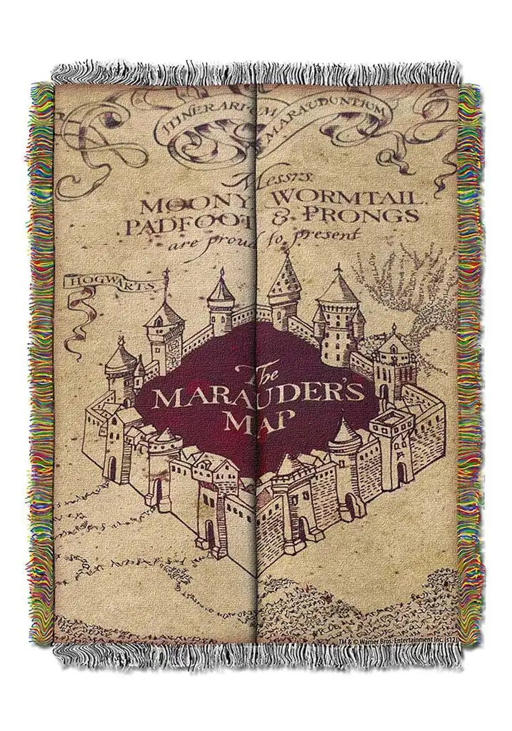 Northwest Harry Potter Marauder's Map 48" x 60" Woven Tapestry Throw Blanket