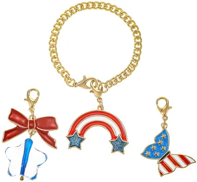 Way to Celebrate Charm Set, Stars and Stripes Theme, Multicolored, 3 Charms