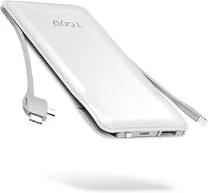 TG90° 5000mAh Ultra Slim Power Bank Built-in AC Plug & 2 Cables