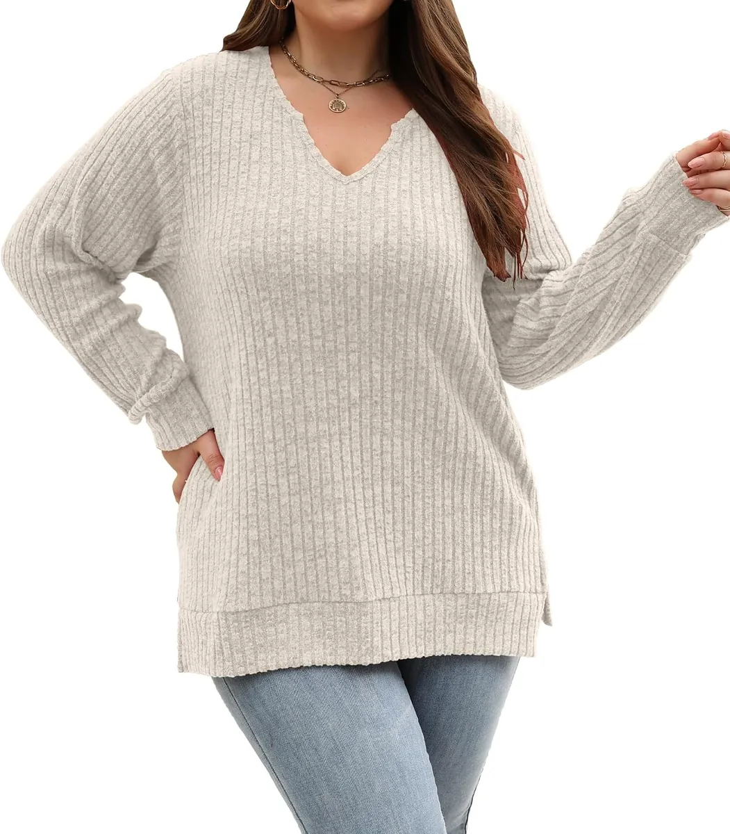 Gloria&Sarah Women’s Plus Size V-Neck Sweater