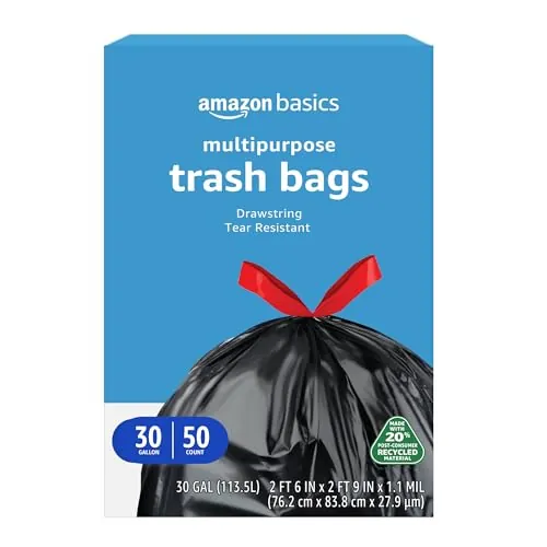Amazon Basics 30-Gallon Multipurpose Trash Bags 50-Count
