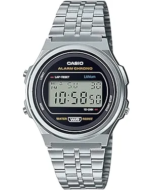 39mm Casio Vintage Stainless Steel Bracelet Watch w/ LED Illumination & Stopwatch