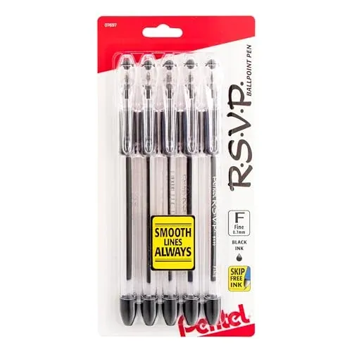 Pentel RSVP Fine-Line Ballpoint Pens 5-Count 0.7mm