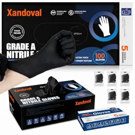 110-Count Xandoval 5 Mil Black Disposable Nitrile Gloves