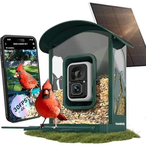 Humbirdy 4K Smart Bird Feeder with Camera, Solar Powered, No Subscription