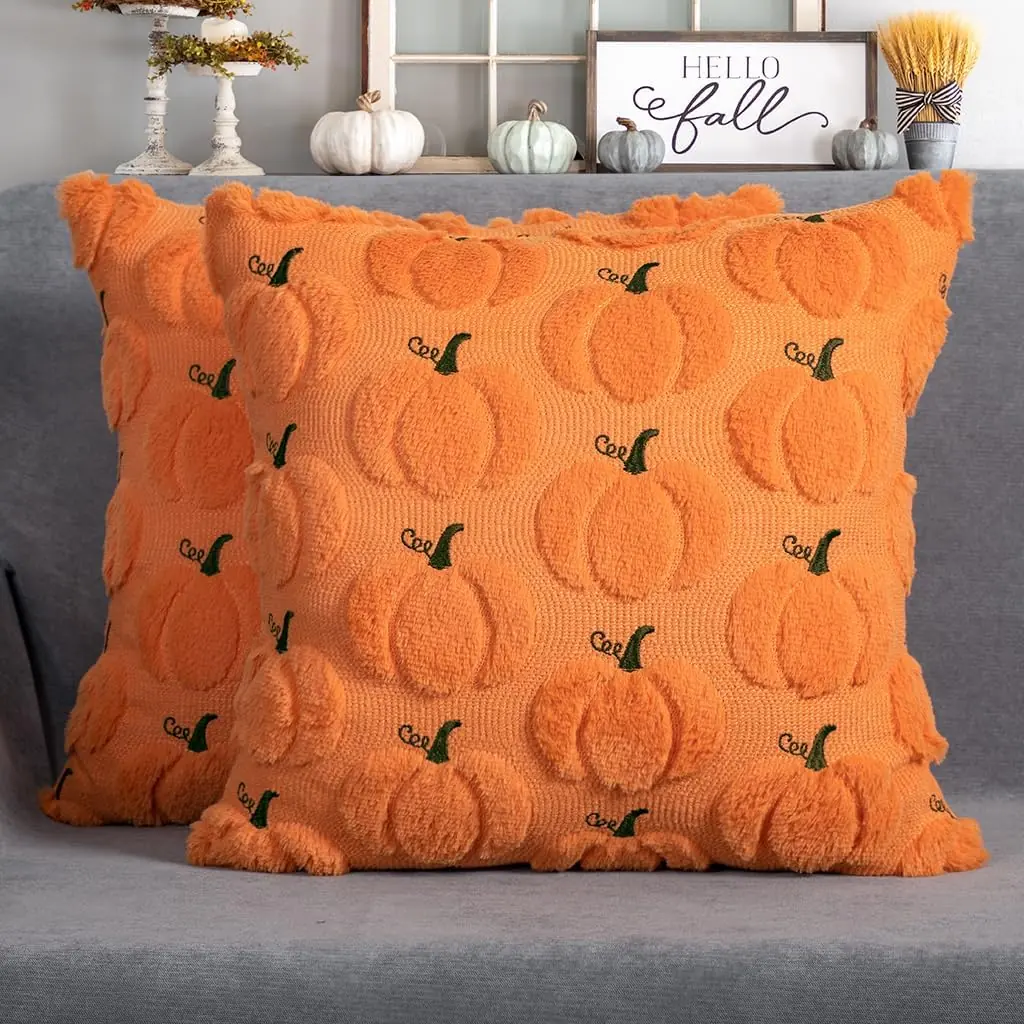 4TH Emotion Fall Pumpkins Pillow Covers 18″x18″ Set of 2