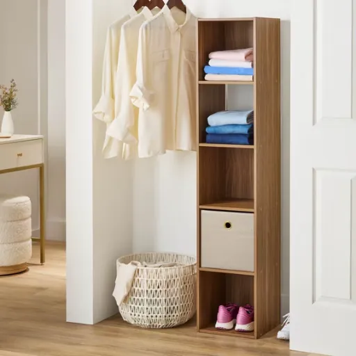 Mainstays 5 Cube Vertical Storage Organizer, Warm Walnut