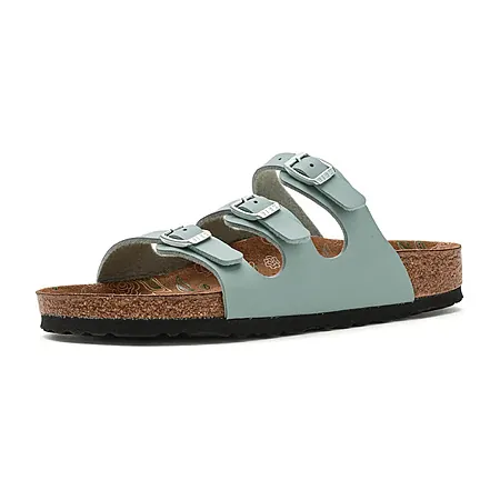 Birkenstock Women's Florida 3-Strap Printed Footbed Slide Sandals (Pure Sage)