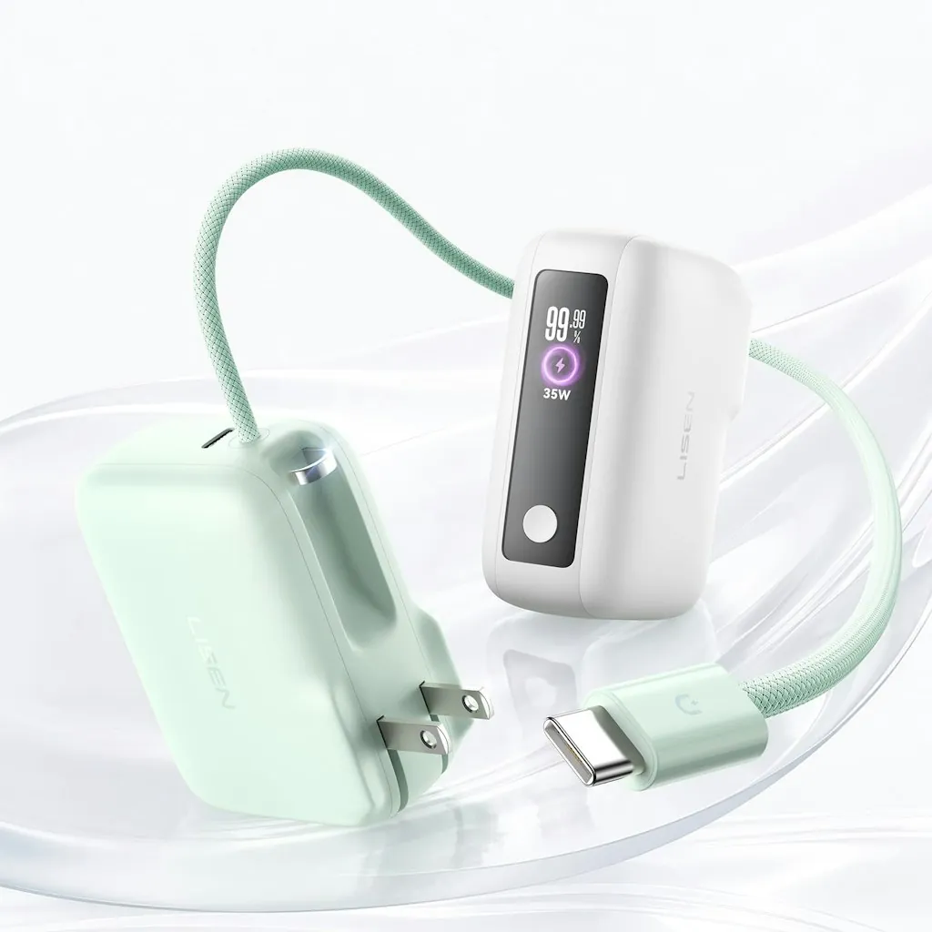 Lisen Mini 3-in-1 Portable Charger w/ Built-In Cable for iPhone