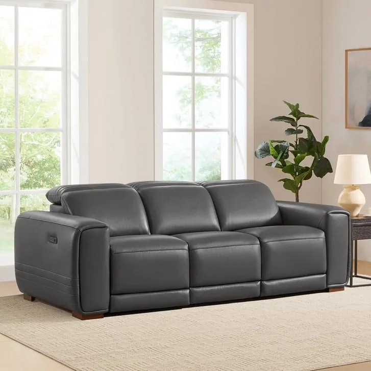 Karson Leather Power Reclining Sofa w/ Power Headrests