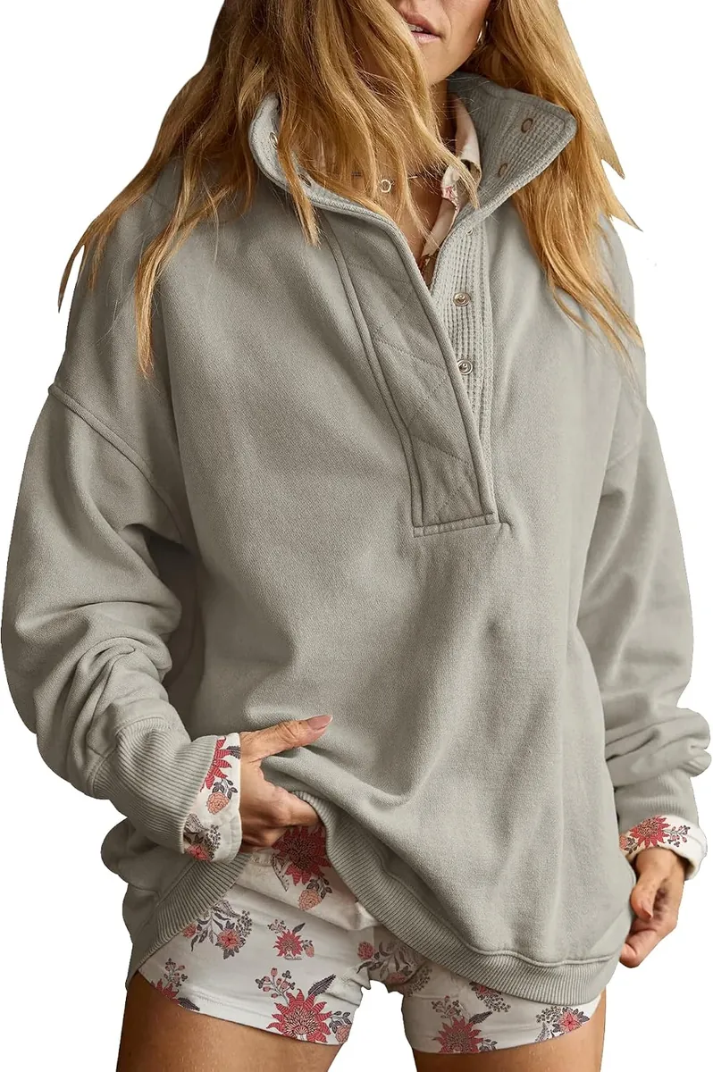 GACAKY Oversized Henley Sweatshirt