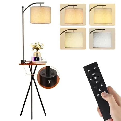 65" ROTTOGOON Floor Lamp w/ End Table & Charging Station
