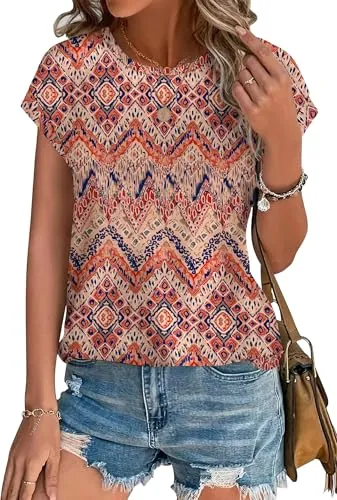 Cap Sleeve Tops with Curved Hem