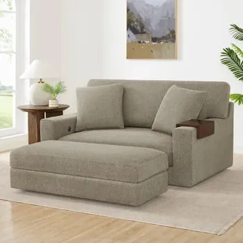Thomasville Gilroy Fabric Oversized Storage Chair & Storage Ottoman