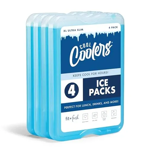 Fit + Fresh Cool Coolers Reusable Slim XL Ice Packs 4-Pack