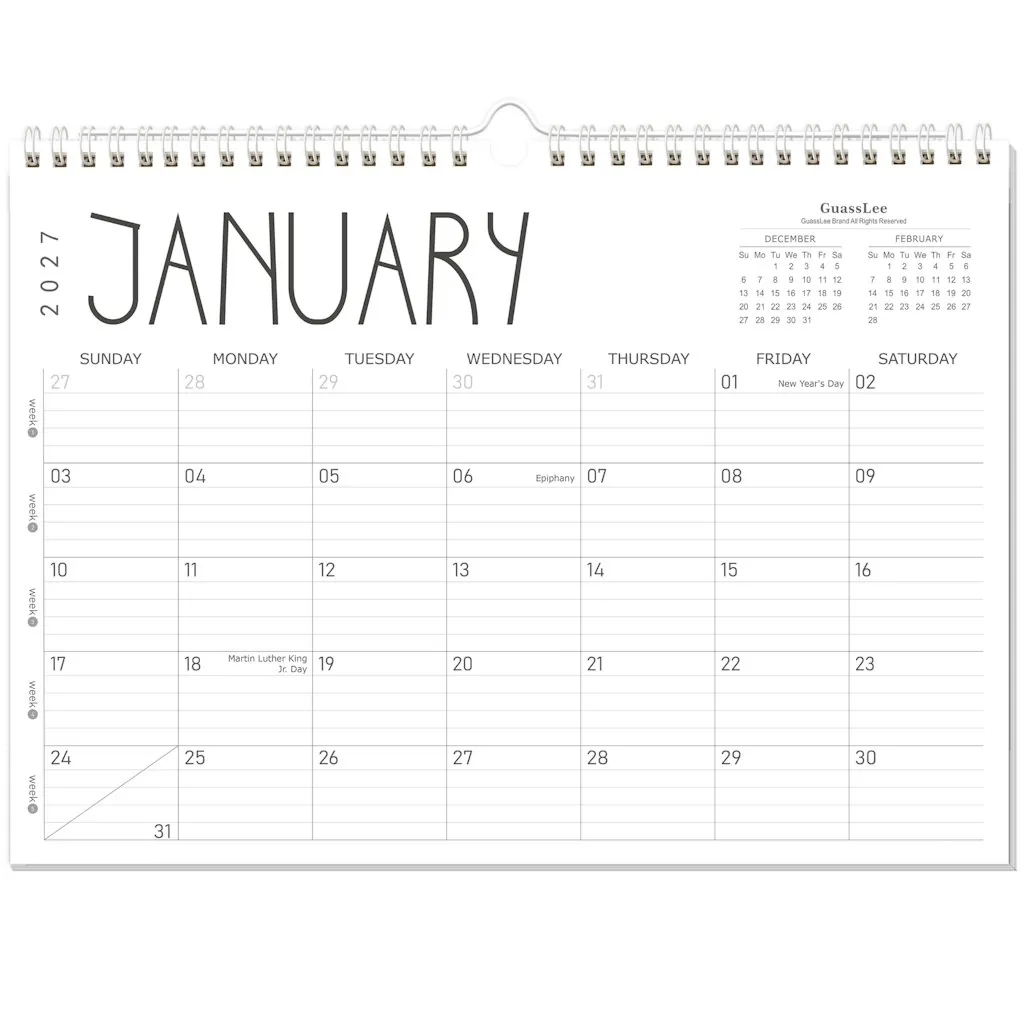 2027 12-Month 17" x 12" Wall Calendar