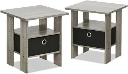 Set-of-2 Furinno Andrey End Table Night Stand w/ Bin Drawer