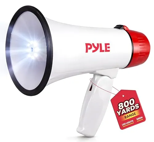 Pyle 30W Megaphone Bullhorn w/ Built-in Siren & LED Lights