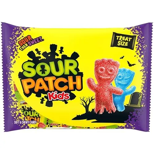 Sour Patch Kids Soft & Chewy Gummy Halloween Candy, 22 Trick or Treat Bags