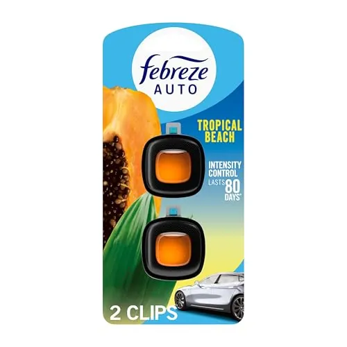 Febreze AUTO Air Freshener Vent Clip, Tropical Beach Scent, 2 Count