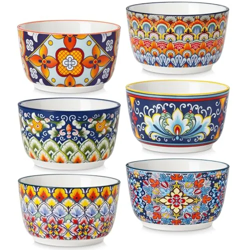 Vancasso Bohemian Ramekins Ceramic Baking Souffle Dishes 6-Pack 8-Oz