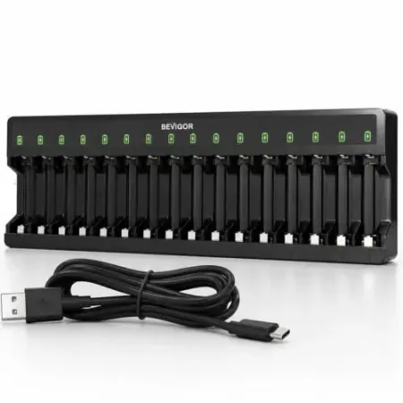 BEVIGOR 16-Bay AA / AAA Charger for NiMH Rechargeable Batteries