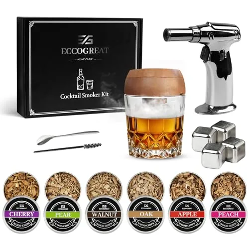 Premium Cocktail Smoker Kit with Torch & 6 Flavors Wood Chips