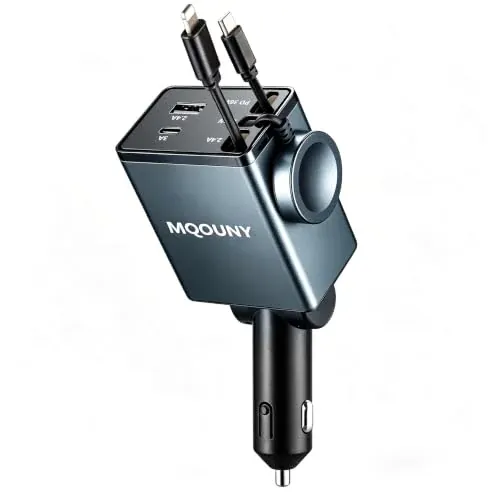 5 in 1 Retractable Car Charger USB C