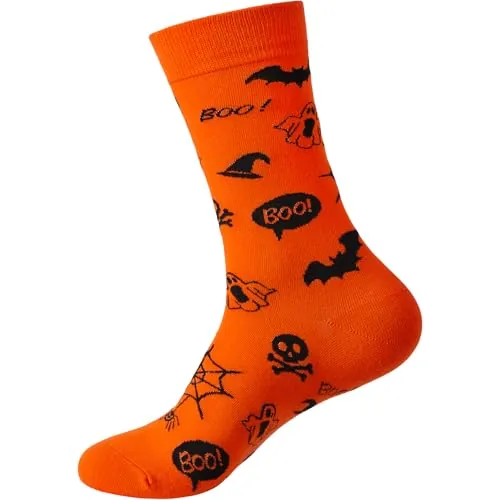 FancyBull Halloween Socks Men Pumpkin Smile Face Funny Socks