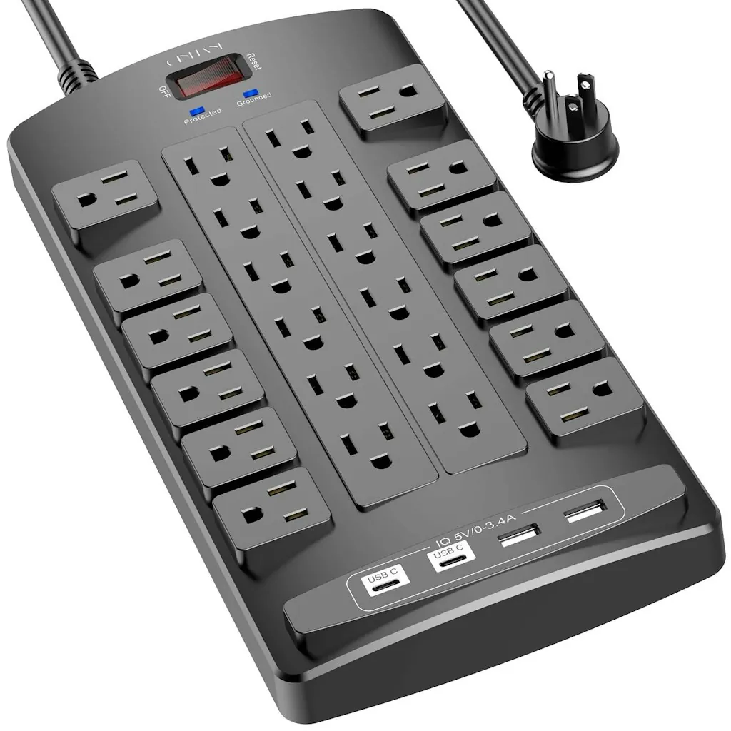 24-Outlet Surge Protector Power Strip w/ USB