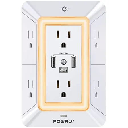 POWRUI 6-Outlet / 2 x USB-A / 1 x USB-C Surge Protector