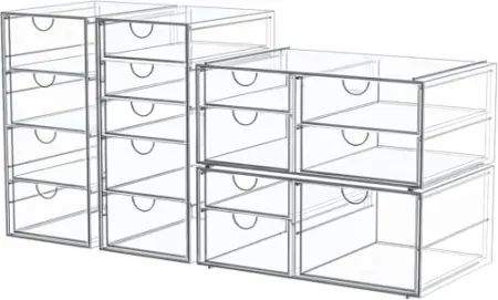 4-Pack caktraie Acrylic 16-Drawer Storage & Makeup Organizer