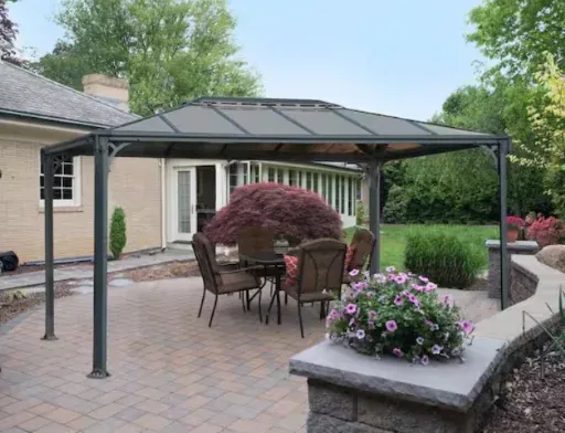 Martinique 10 ft. x 12 ft. Gray/Bronze Outdoor Hard Top Gazebo