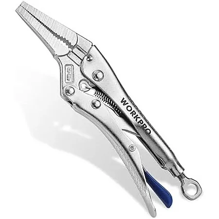 6.5" WORKPRO Steel Long Nose Locking Pliers w/ CR-MO Steel Jaws