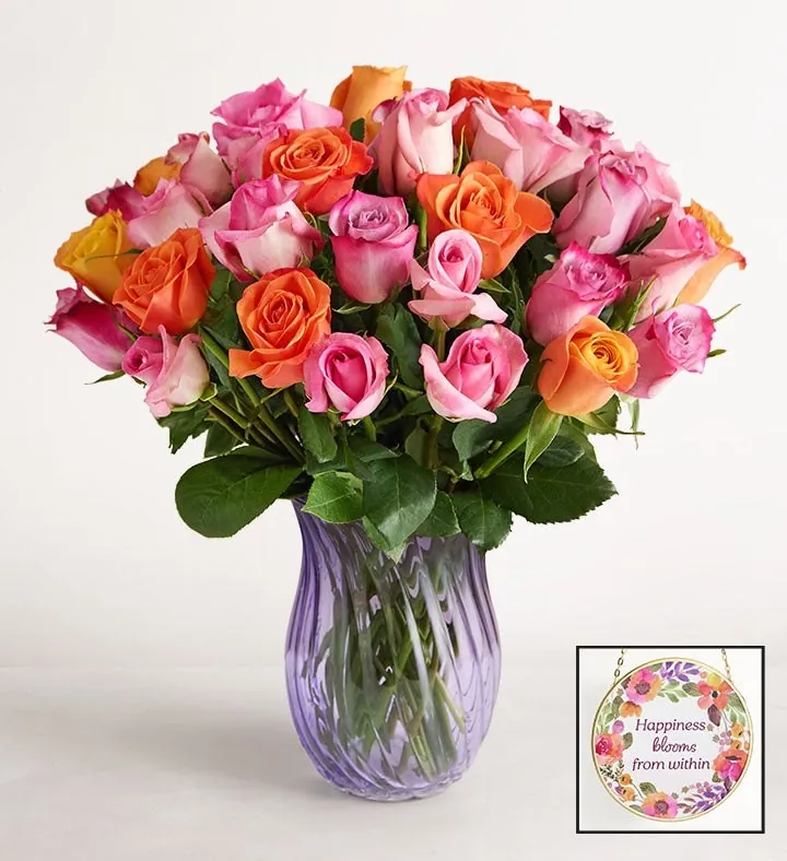 Sorbet Roses Bouquet w/ Free Vase