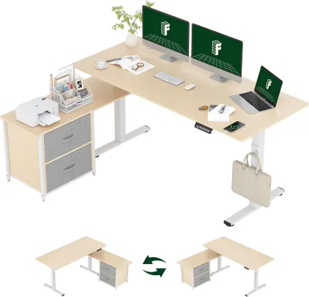 63"x28" FLEXISPOT L-Shaped Height Adjustable Standing Desk