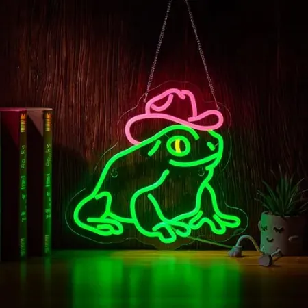 Haimococl Frog with Cowboy Hat USB-Powered Neon Sign
