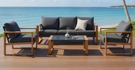 4-Piece EVERITE Outdoor Steel Conversation Set w/ Extra Thick Cushions