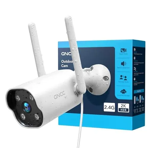 GNCC 2K Outdoor Security Camera, 24/7 Recording