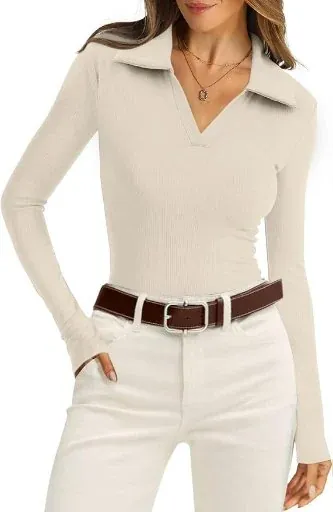 WIHOLL Womens Polo Shirts Long Sleeve