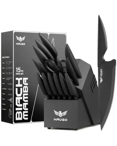 Kitchen Knife Set with Block 15PCS