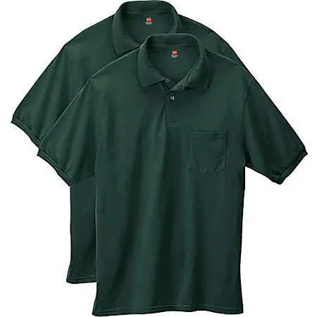 2-Pk Hanes Men's Short-Sleeve Jersey Pocket Polo Shirt (Various)