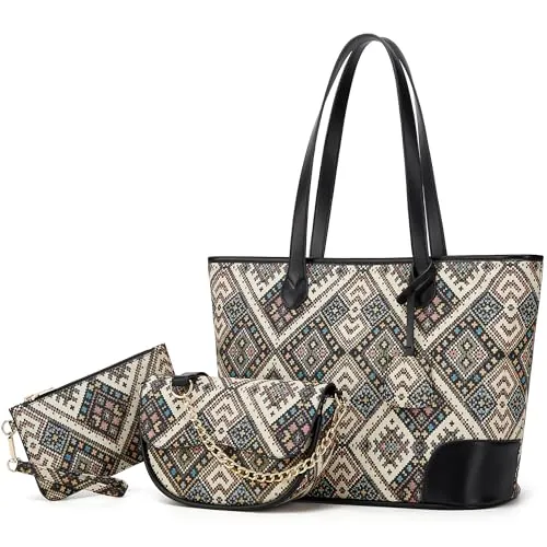 Lovematch Women's 3-Piece Tote & Handbag Set (Various Colors)