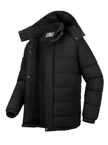 CAMELSPORTS Men's Water-Repellent Windproof Quilted Parka w/ Detachable Hood