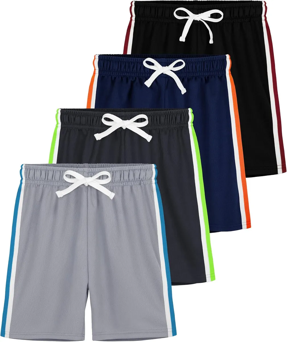 Yeriok Boys Athletic Mesh Shorts 4-Pack